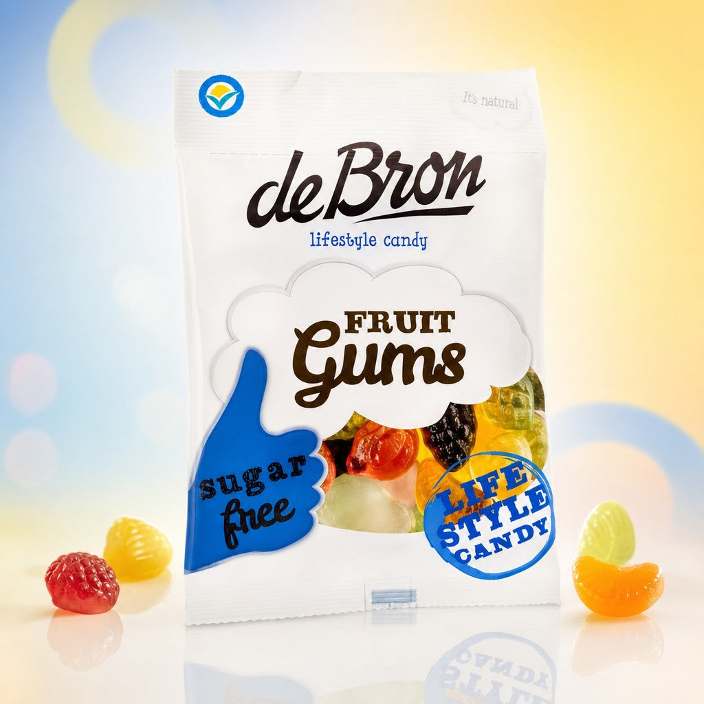 Gommes aux Fruits sans sucre sachets - De Bron - 12x100g