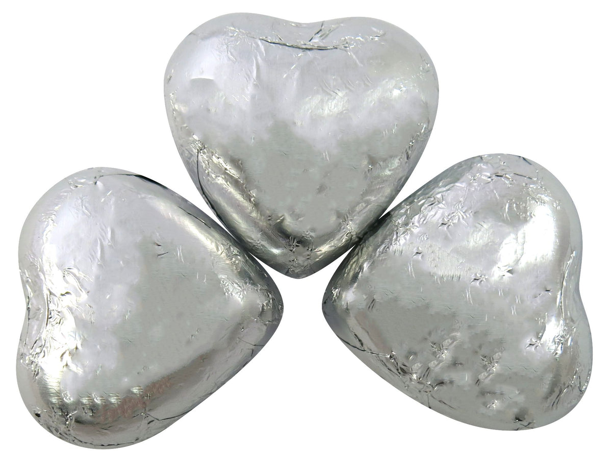 Kingsway Silver Foil Milk Chocolate Hearts - Chocolat de Noël - 1kg