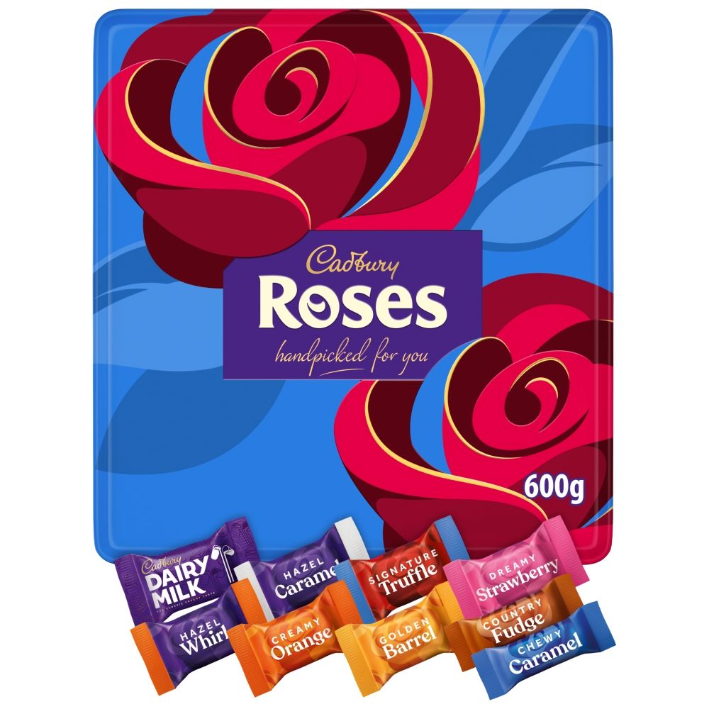 Cadbury Roses Chocolate Assortment Tin - Chocolat de Noël - 600g