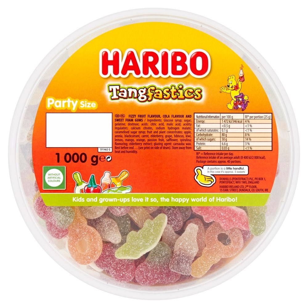 Haribo Tangfastics Sweet Tub - Bonbons de Noël - 1kg