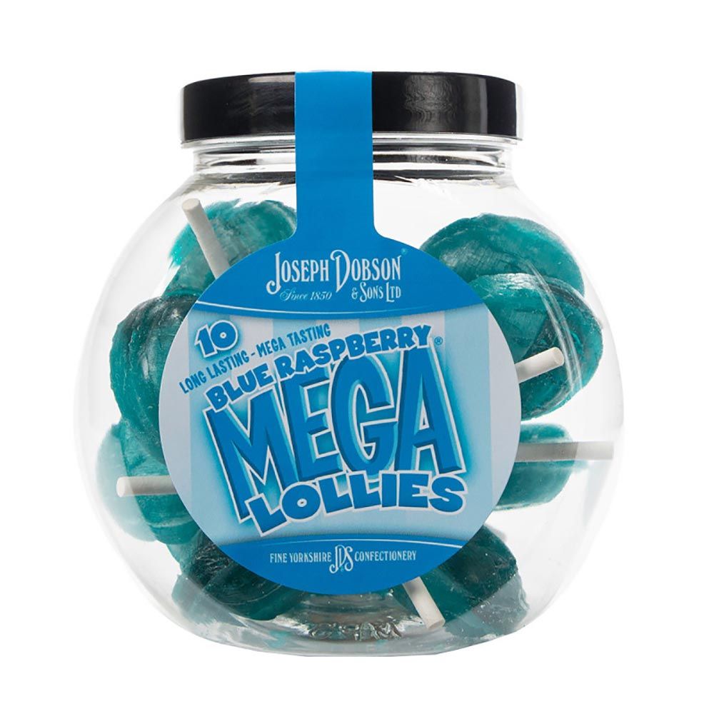Dobsons Blue Raspberry Mega Lollies Gift Jar - Bonbons de Noël - 6 x 225g (1,35kg)