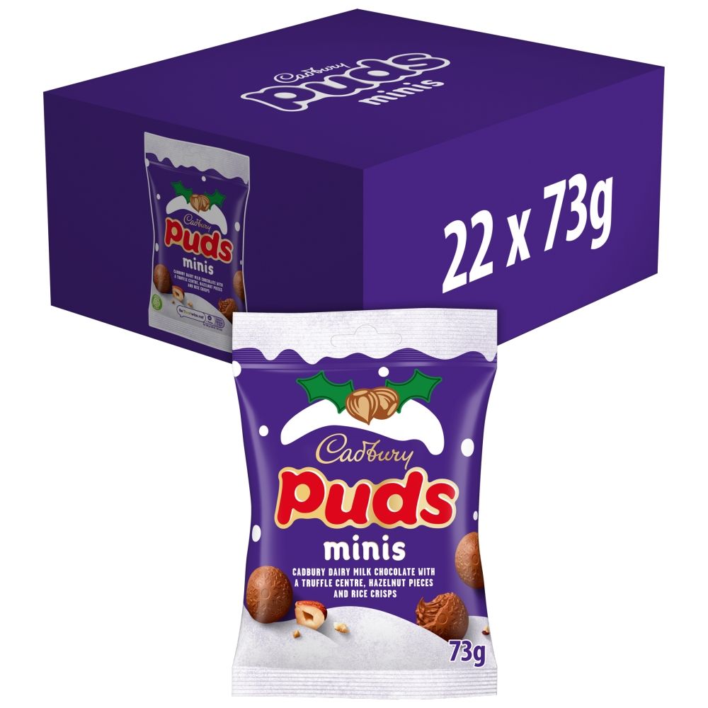 Cadbury Mini Puds Chocolate Bag with Hazelnuts - Chocolat de Noël - 22 x 73g (1,61kg)