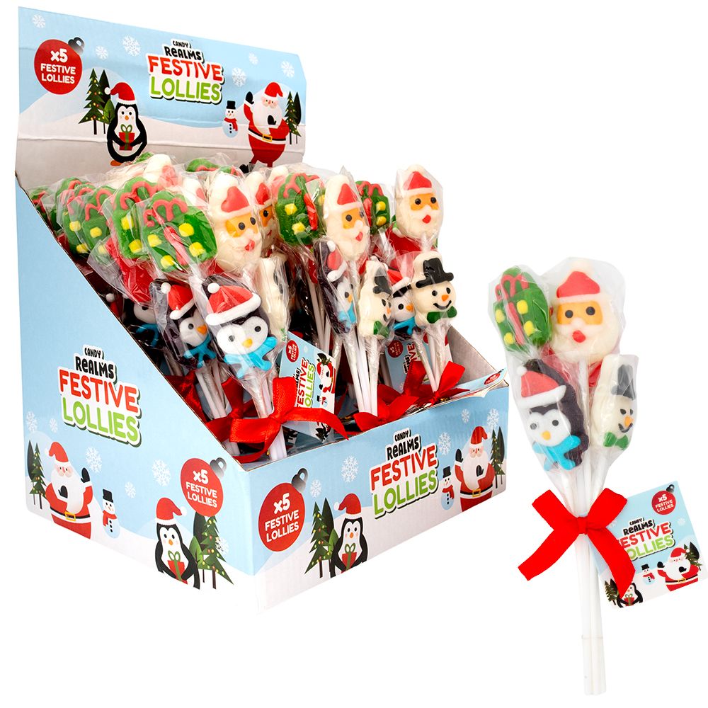 Candy Realms Festive Lollies 5 Pack - Bonbons de Noël - 18 x 50g (900g)