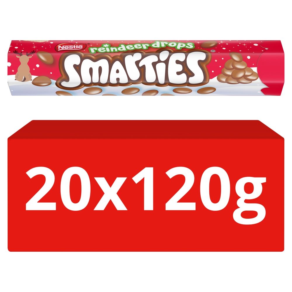 Smarties Reindeer Drops Milk Chocolate Giant Tube - Chocolat de Noël - 20 x 120g (2,4kg)