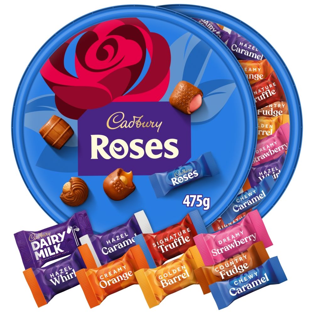 Cadbury Roses Chocolate Assortment Tub - Chocolat de Noël - 475g