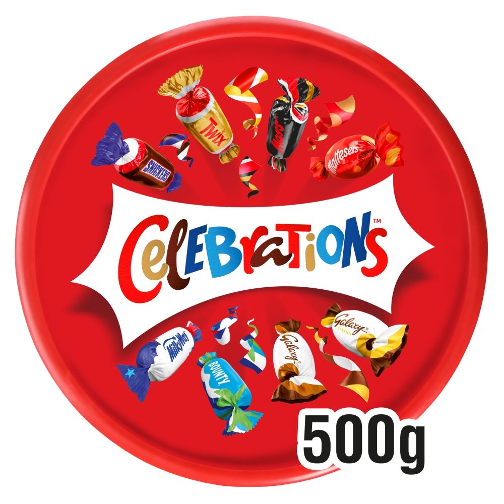 Celebrations Milk Chocolate & Biscuit Bars Sharing Tub - Chocolat de Noël - 500g