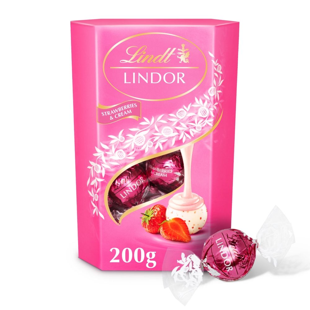 Lindt Strawberries & Cream Chocolate Truffles Box - Chocolat de Noël - 200g