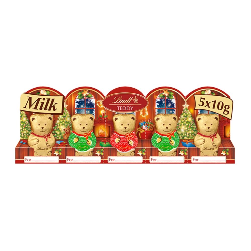 Lindt Teddy Christmas Milk Chocolate 5 Pack - Chocolat de Noël - 250g