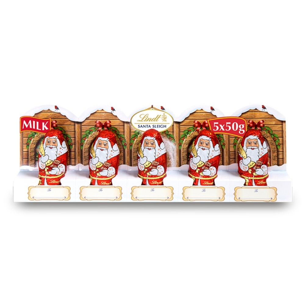 Lindt Santa Christmas Milk Chocolate 5 Pack - Chocolat de Noël - 250g