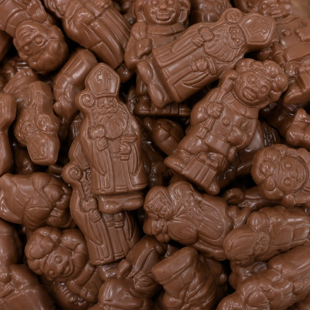 Saint-Nicolas & Père Fouettard Chocolat Lait 50g 14cm - De Schutter - 2kg