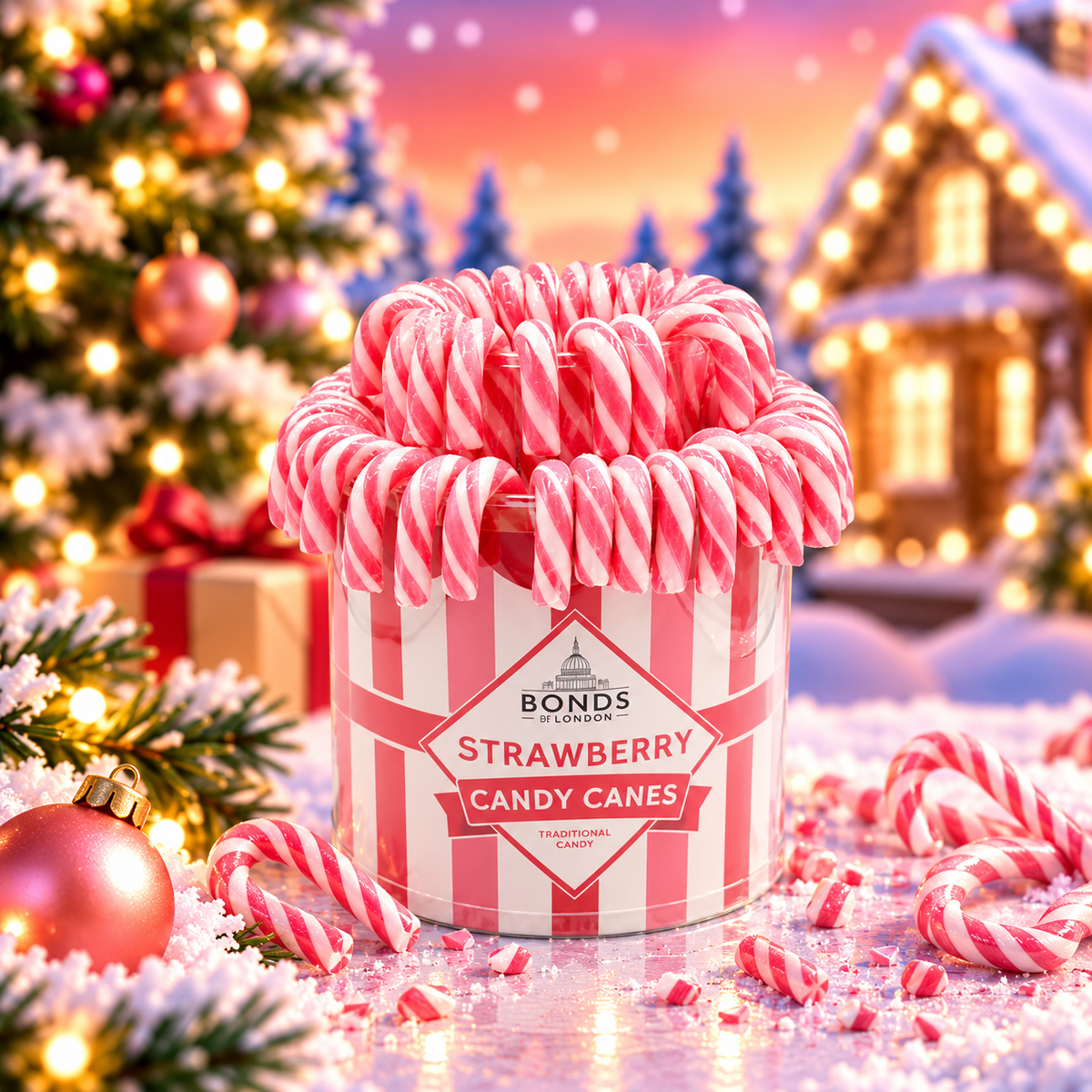 PRECO | Bonds Strawberry Candy Canes - Bonbons de Noël - 60 x 20g (1,2kg)