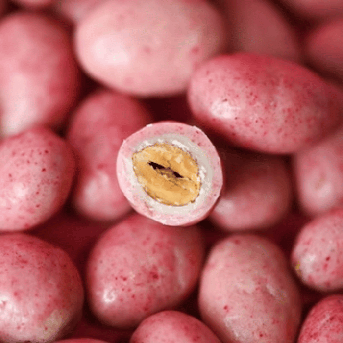 Amandes Enrobées de Chocolat Blanc Fraise - 5kg