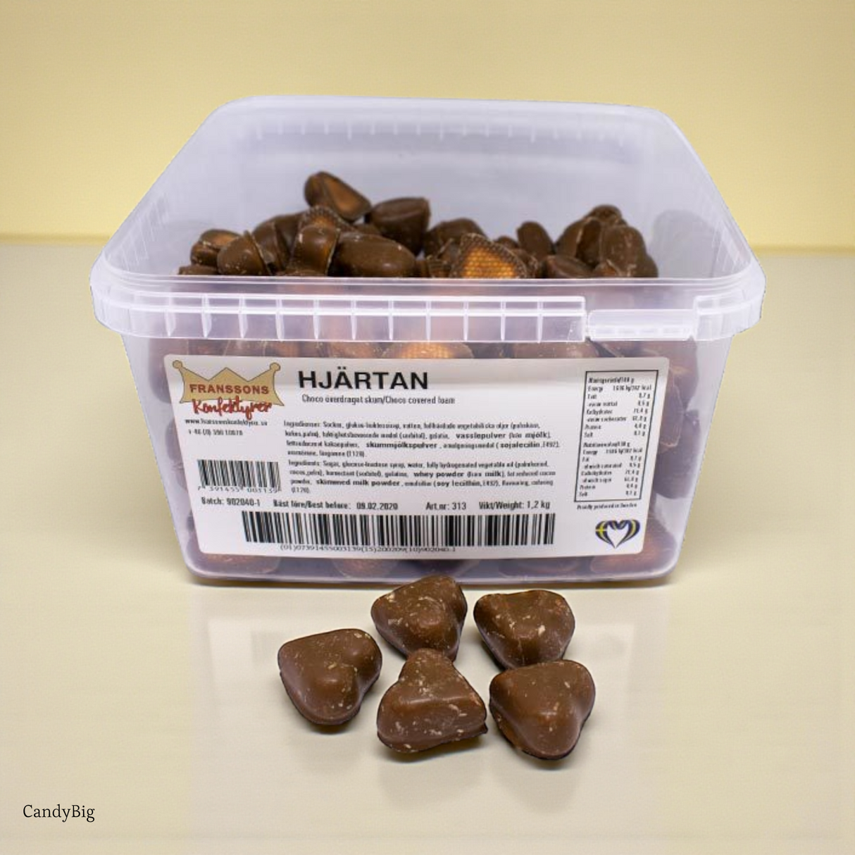 Guimauves Coeur Chocolat Franssons | Chocolats Suédois | 1,2 kilo