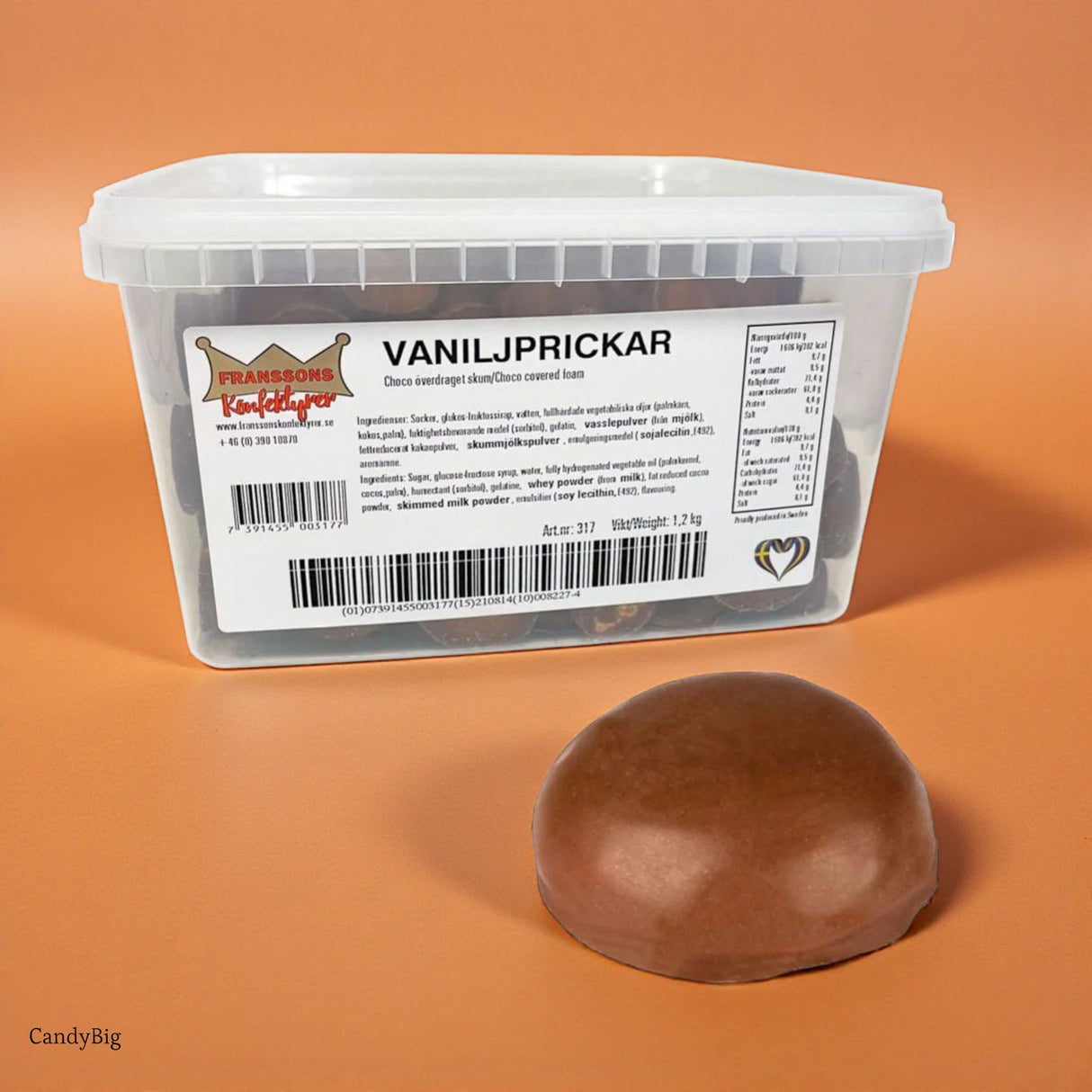 Guimauves Boules Vanille Chocolat Franssons | Chocolats Suédois | 1,2 kilos