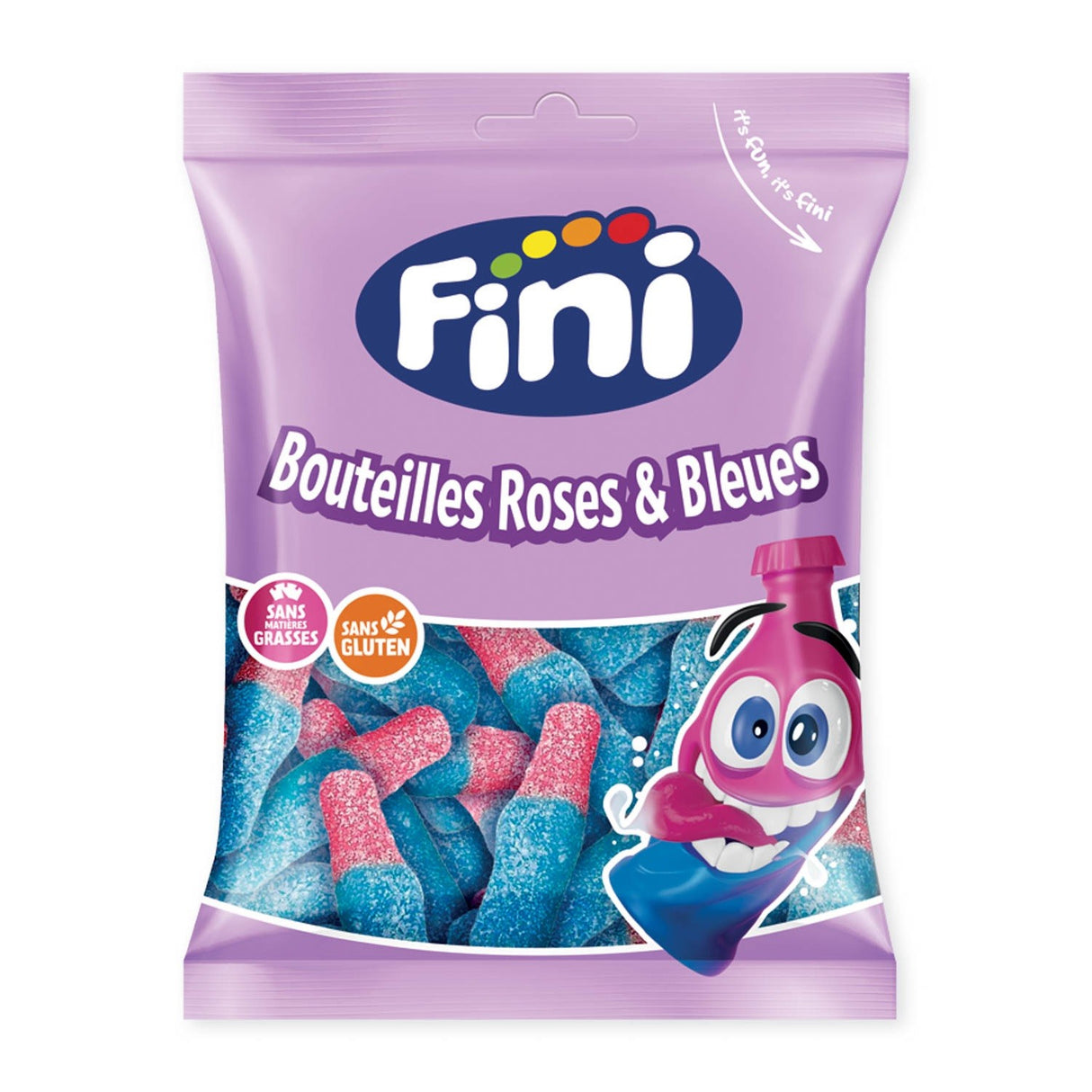 Bouteille rose et bleu halal fini sachet 90g x 12p