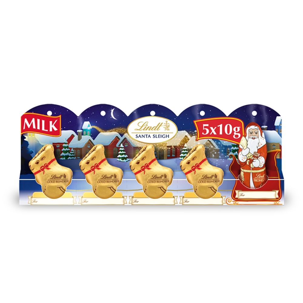 Lindt Santa Sleigh Christmas Milk Chocolates 5 Pieces - Chocolat de Noël - 250g
