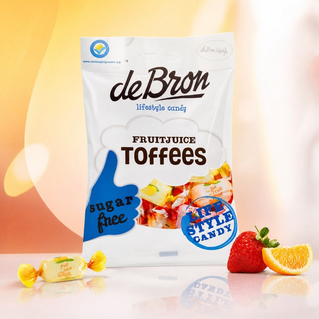 Caramels Jus de Fruits sans sucre sachets - De Bron - 12x90g