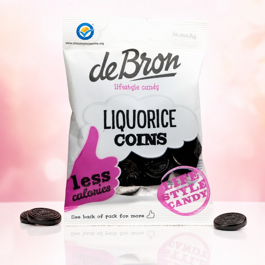 Pièces Réglisse sans sucre sachets - De Bron - 12x100g