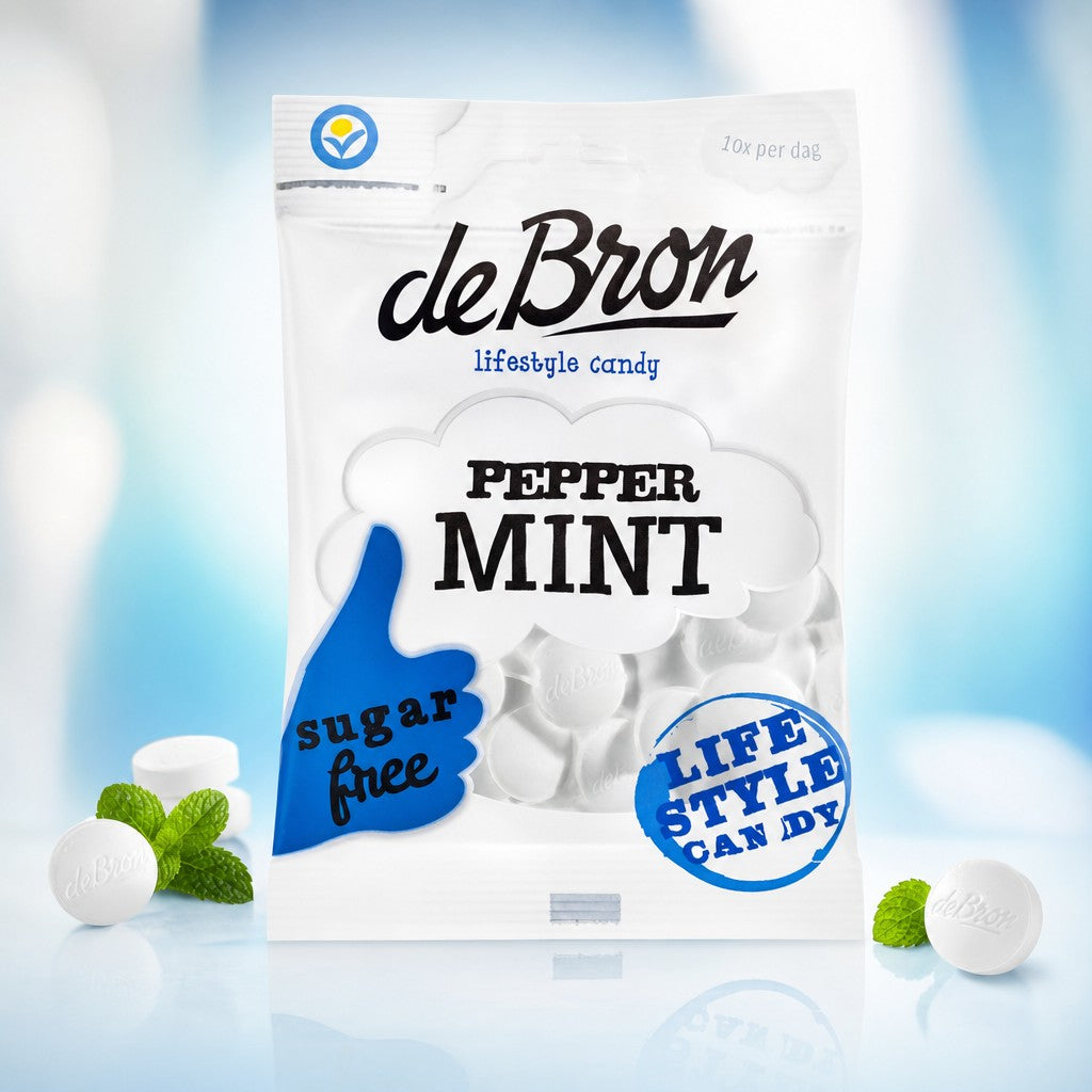 Pastilles Menthe sans sucre sachets - De Bron - 12x80g