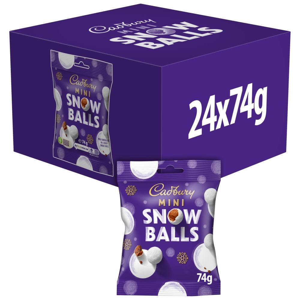 Cadbury Dairy Milk Chocolate Mini Snow Balls Bag - Chocolat de Noël - 24 x 74g (1,78kg)