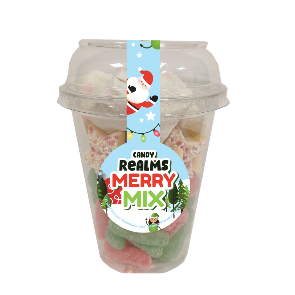 Candy Realms Merry Mix Candy Cup - Bonbons de Noël - 8 x 195g (1,56kg)