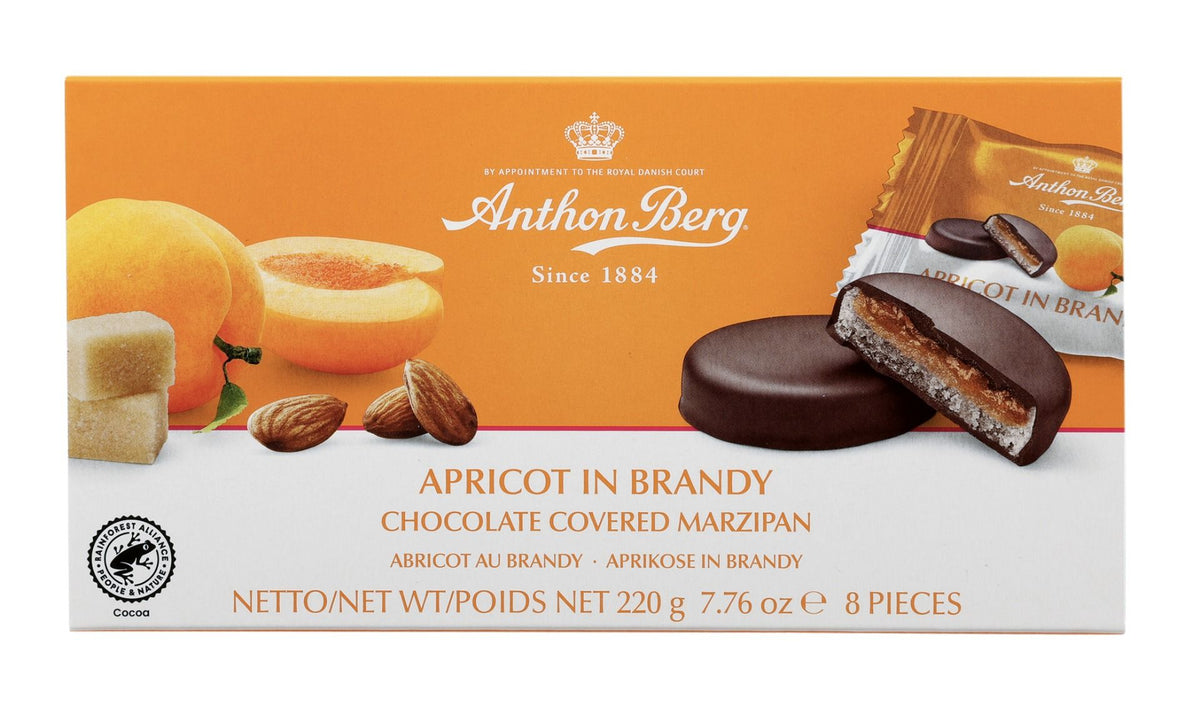 Anthon Berg Apricot in Brandy Chocolate Covered Marzipan - Chocolat de Noël - 12 x 220g (2,64kg)