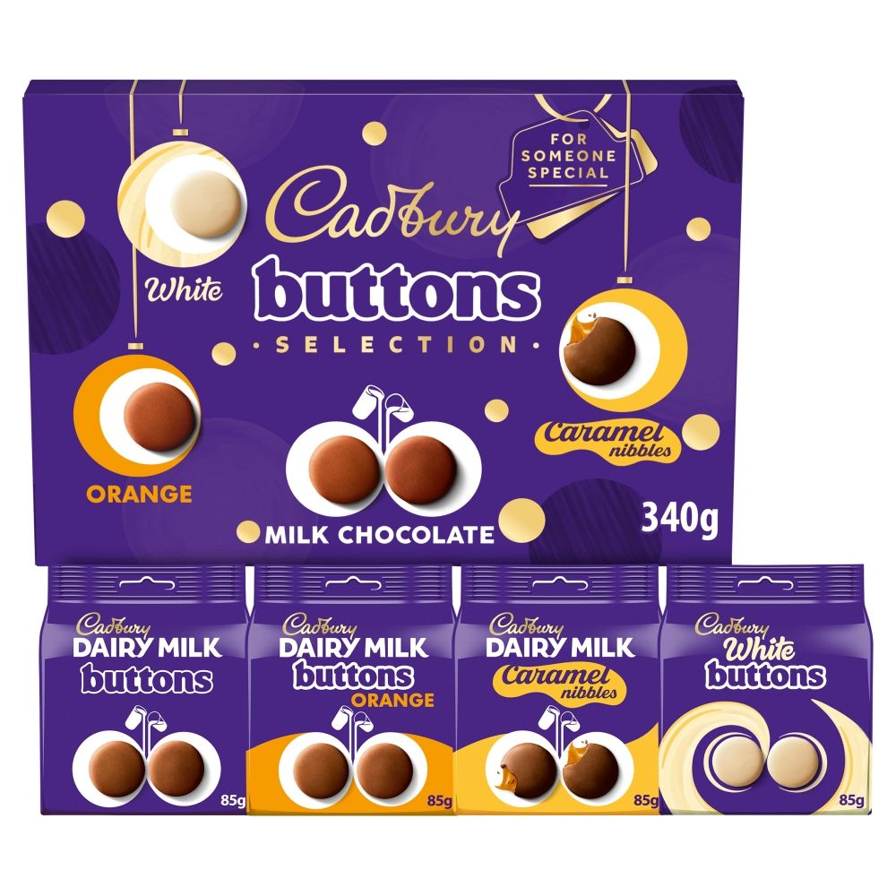 Cadbury Buttons Chocolate Christmas Selection Box - Chocolat de Noël - 340g