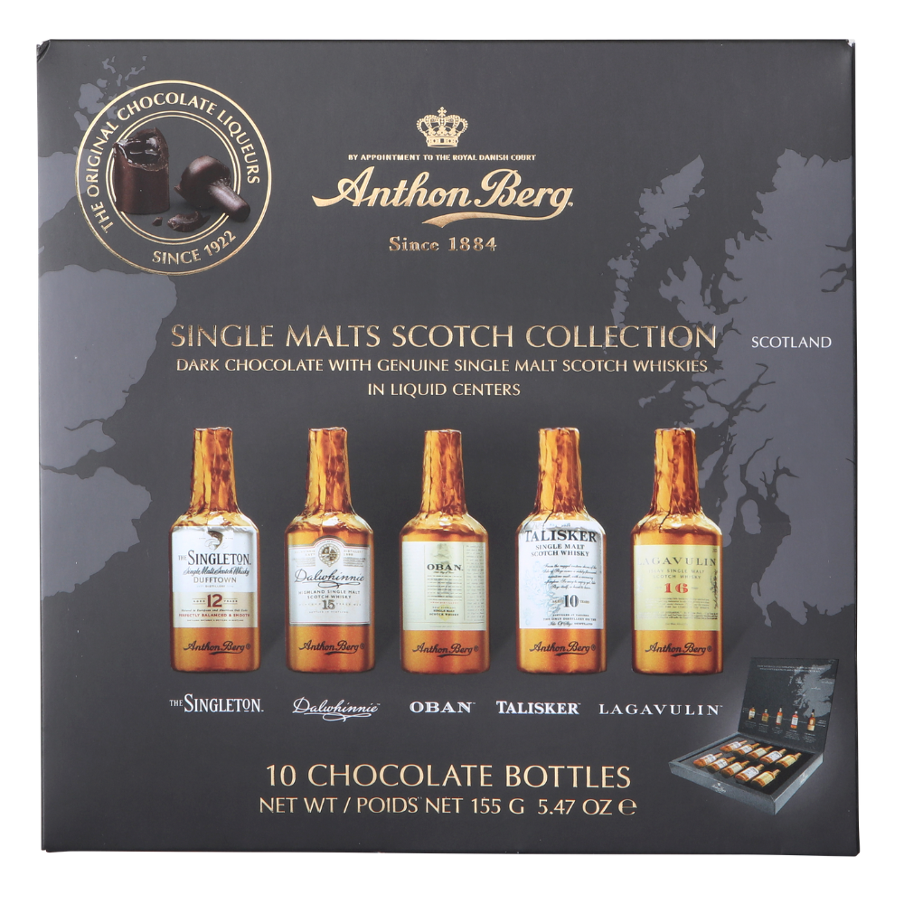 Anthon Berg Single Malt Whisky Chocolate Liqueurs 10 Piece Box - Chocolat de Noël - 155g