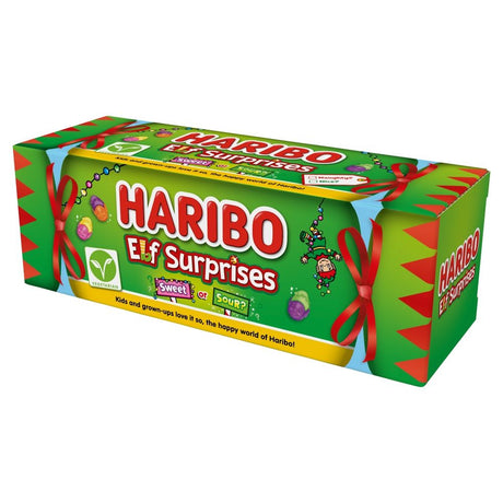Haribo Elf Surprises Sweet & Sour Fruit Flavour Chewy Sweets Gift Tube - Bonbons de Noël - 12 x 120g (1,44kg)