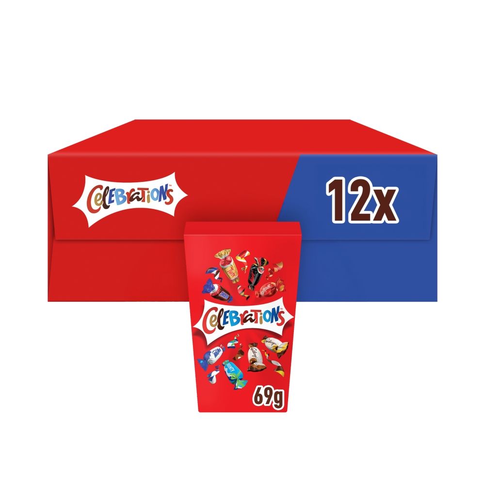 Celebrations Milk Chocolate Mini Box of Chocolates & Biscuit Bars - Chocolat de Noël - 12 x 69g (828g)