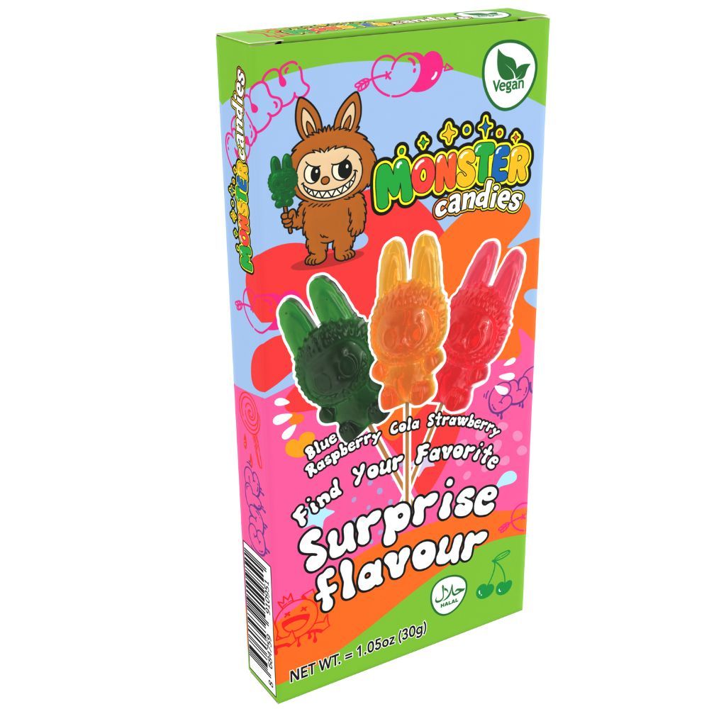 Monster Candies Surprise Flavour Lollipop - Bonbons de Noël - 24 x 30g (720g)