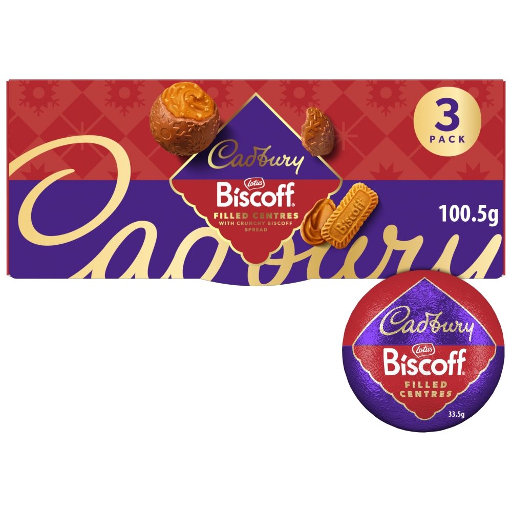 Cadbury Biscoff Filled Centres 3 Pack - Chocolat de Noël - 100g