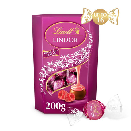 Lindt Lindor Raspberry & Cream Chocolate Truffles Box - Chocolat de Noël - 200g