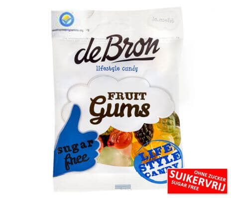 Gommes aux Fruits sans sucre sachets - De Bron - 12x100g