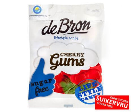 Gommes Cerise sans sucre sachets - De Bron - 12x90g