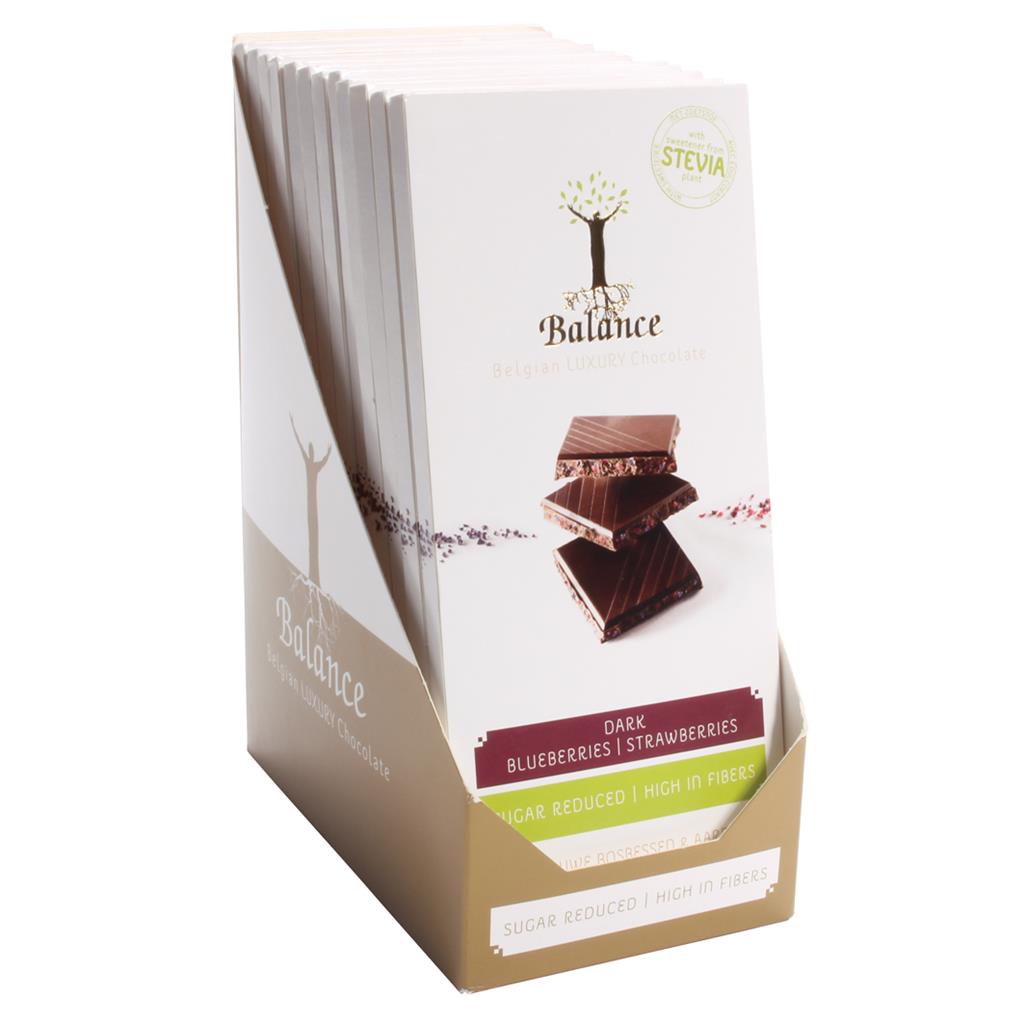 Tablettes Luxe Noir Myrtille & Fraise à la Stévia - Balance - 12x85g