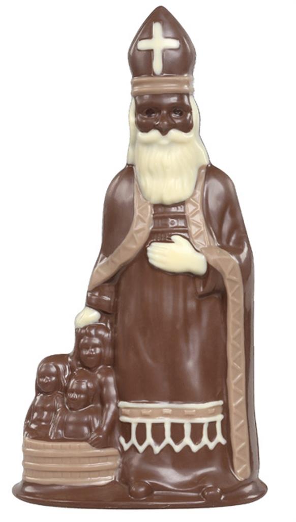 Saint-Nicolas et 3 Enfants Chocolat Lait Déco Beige 35cm - De Schutter - 3x600g