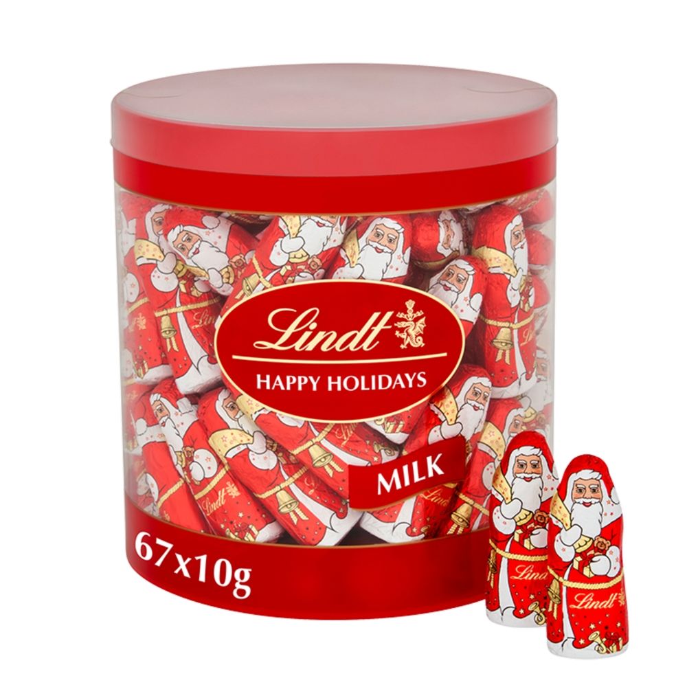 Lindt Milk Chocolate Santa Mini Drum 67 Pack - Chocolat de Noël - 670g