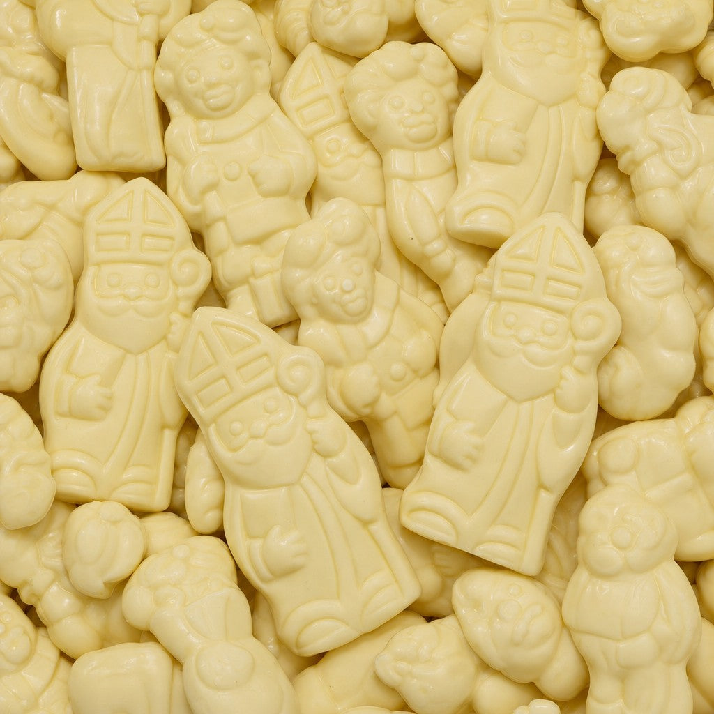 Saint-Nicolas & Père Fouettard Chocolat Blanc 50g 14cm - De Schutter - 2kg