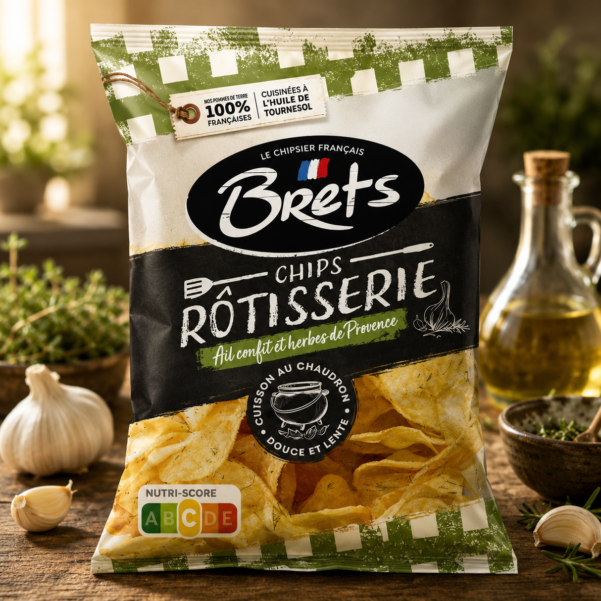 Brets Chips Rotisserie - Ail Confit et Herbes de Provence 120gx10
