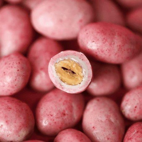 Amandes Enrobées de Chocolat Blanc Fraise - 5kg