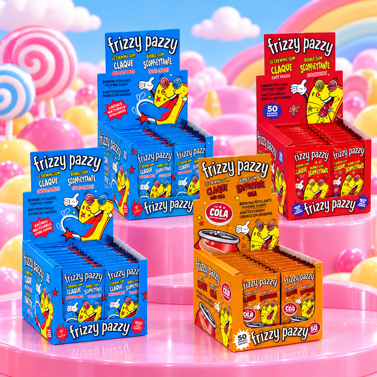 Funny Candy Frizzy Pazzy lot 4 boites 50p