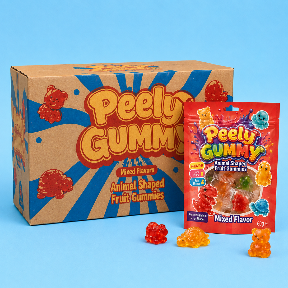 Peely gummy animal Shaped Fruit Mixed - 36 x 60g