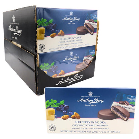 Anthon Berg Blueberry in Vodka Chocolate Covered Marzipan - Chocolat de Noël - 12 x 220g (2,64kg)
